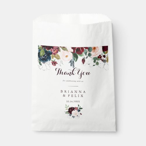 Watercolor Illustrated Fall Thank You Wedding Favor Bag