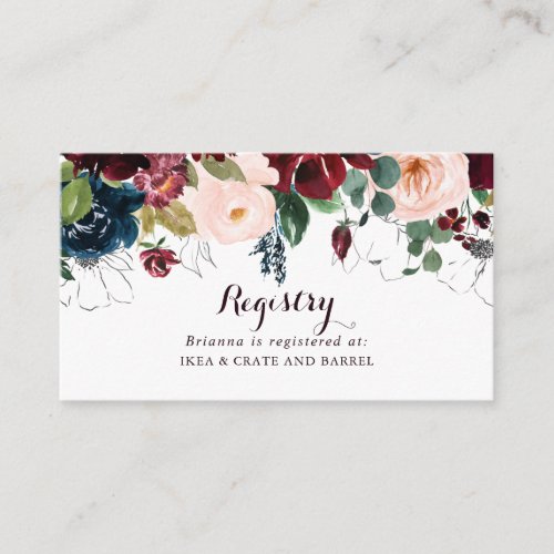 Watercolor Illustrated Fall Wedding Gift Registry Enclosure Card