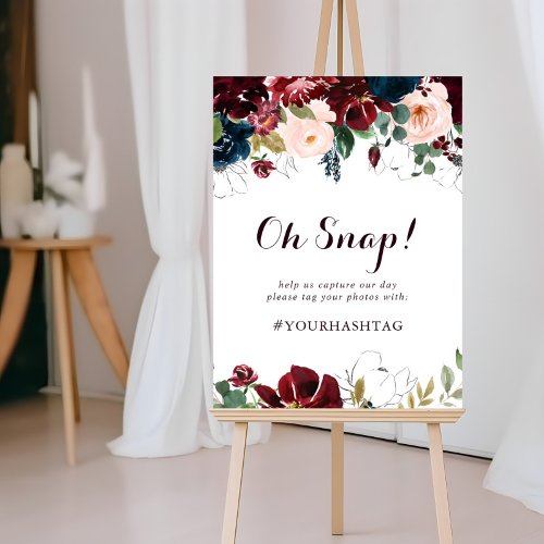 Watercolor Illustrated Fall Wedding Oh Snap Sign