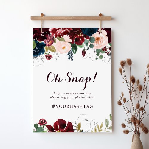 Watercolor Illustrated Fall Wedding Oh Snap Sign