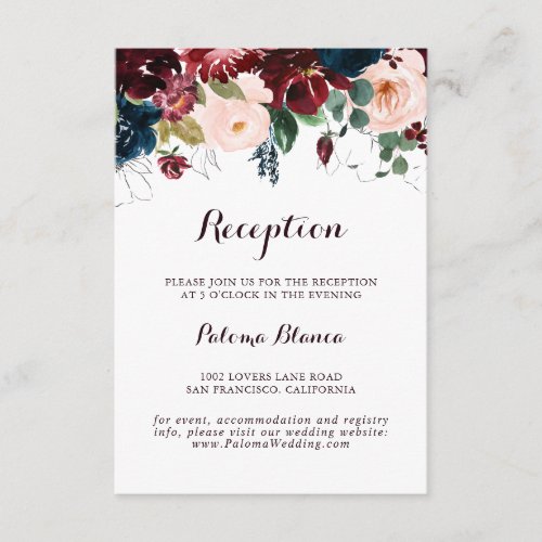 Watercolor Illustrated Fall Wedding Reception Enclosure Card