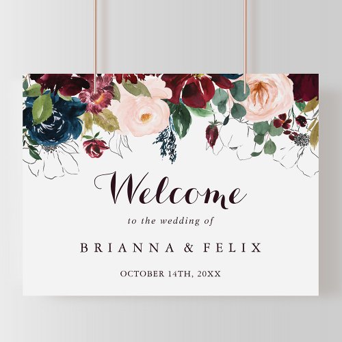 Watercolor Illustrated Fall Wedding Welcome Sign