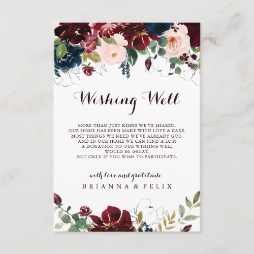 Watercolor Illustrated Fall Wedding Wishing Well Enclosure Card