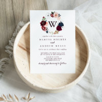 Watercolor Illustrated Floral Monogram Wedding