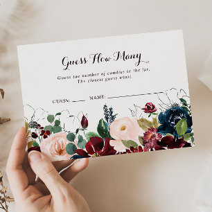 Watercolor Illustrated Guess How Many Game Card