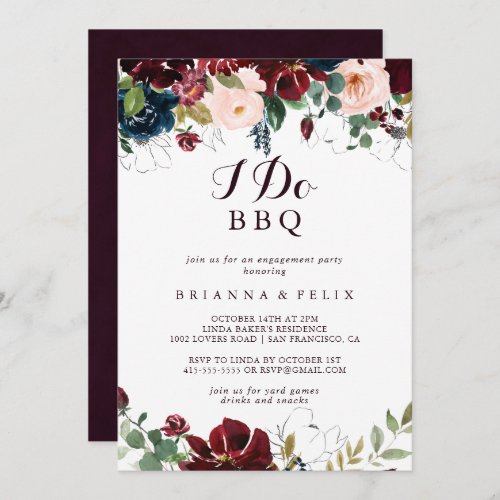 Watercolor Illustrated I Do BBQ Engagement Party Invitation