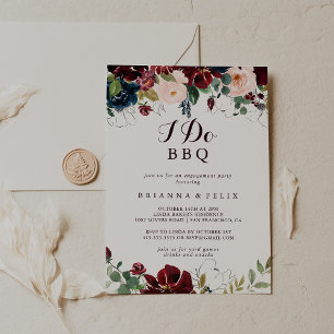 Watercolor Illustrated I Do BBQ Engagement Party Invitation