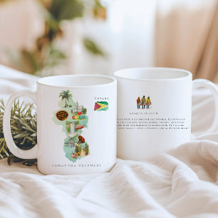 Watercolor Illustrated Map Guyana Monogram Coffee Mug