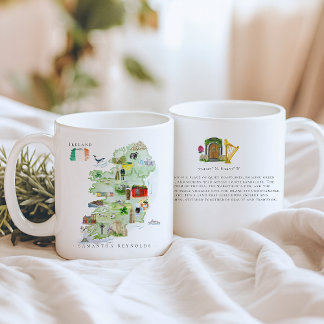 Watercolor Illustrated Map Ireland | Monogram Coffee Mug