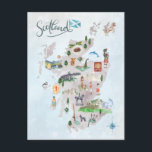 Watercolor Illustrated Map of Scotland Art Postcard<br><div class="desc">A perfect piece of art for for anyone that loves Scotland. Add your custom wording to this design by using the "Edit this design template" boxes on the right hand side of the item, or click the blue "Customize it" button to arrange the text, change the fonts and colours and...</div>
