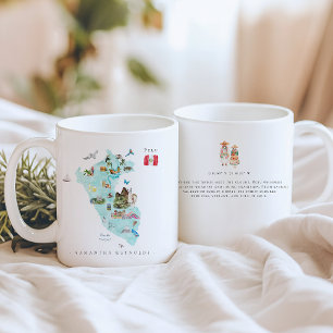 Watercolor Illustrated Map Peru Monogram Coffee Mug