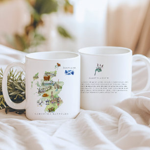 Watercolor Illustrated Map Scotland Monogram Coffee Mug