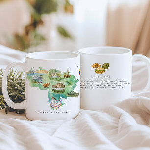 Watercolor Illustrated Map Venezuela Monogram Coffee Mug