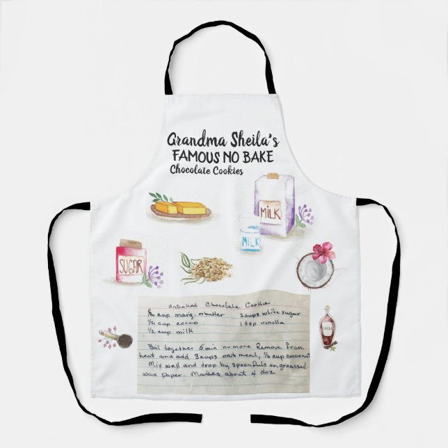 Watercolor Illustrated Recipe Heirloom Apron (Front)
