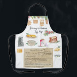 Watercolor Illustrated Recipe Heirloom Apron<br><div class="desc">For a unique gift, bake a batch of treats right from one of grandma's treasured recipes, and gift along with a heirloom apron printed with the same recipe. Turn handwritten recipes from your mother or grandmother or aunts into gorgeous and sentimental aprons for daily use. It's easy to scan the...</div>