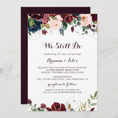 Watercolor Illustrated We Still Do Vow Renewal Invitation