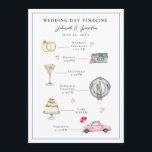 Watercolor Illustrated wedding day Program<br><div class="desc">Cute Watercolor illustrated wedding day timeline.</div>