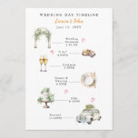 Watercolor Illustrated wedding day timeline Program
