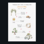 Watercolor Illustrated wedding day timeline Program<br><div class="desc">Watercolor illustrated wedding day timeline.</div>