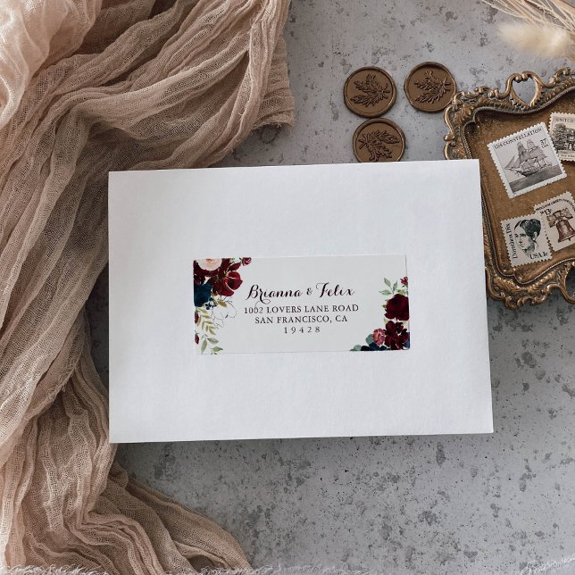 Watercolor Illustrated Wedding RSVP Address Label (Creator Uploaded)