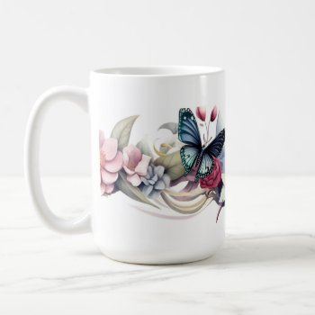 Watercolor Illustration Butterfly And Wildflowers  Coffee Mug by DigiGraphics4u at Zazzle