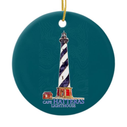 Watercolor Illustration Cape Hatteras Lighthouse Ceramic Ornament