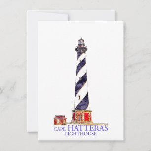 Watercolor Illustration Cape Hatteras Lighthouse Note Card