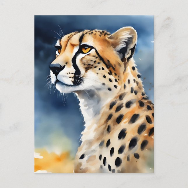 Watercolor Illustration cheetah Postcard (Front)