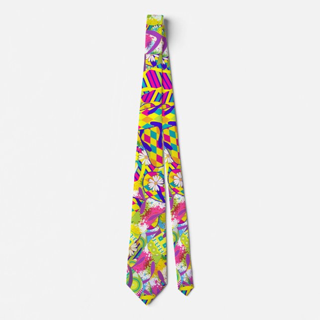Watercolor Illustration, Flip Flop Pattern Neck Tie (Front)