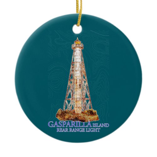 Watercolor Illustration Gasparilla Island Light Ceramic Ornament