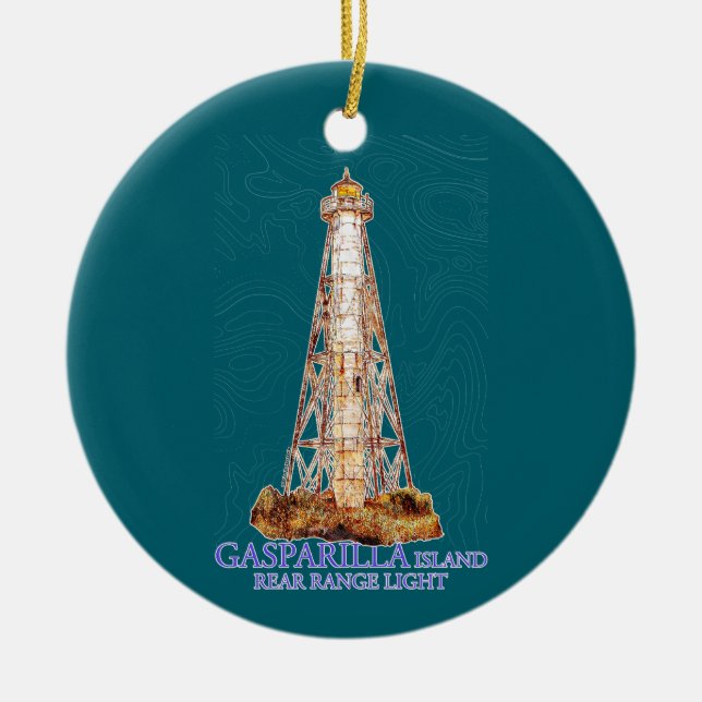 Watercolor Illustration Gasparilla Island Light Ceramic Ornament (Front)