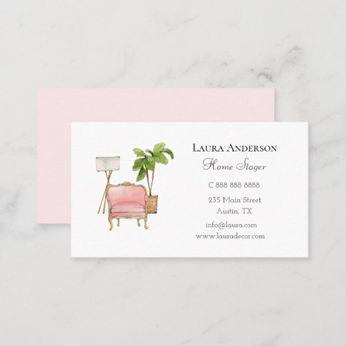 Watercolor illustration home stager Business Card