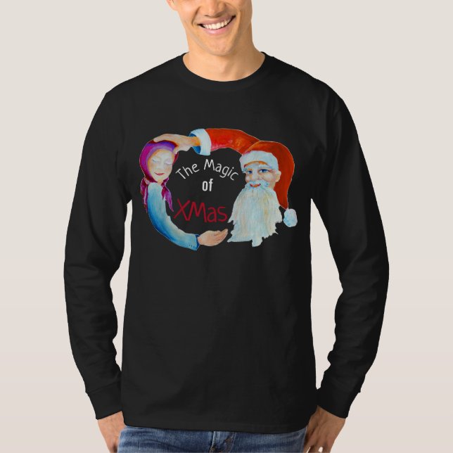 Watercolor Illustration Magical Santa Claus T-Shirt (Front)
