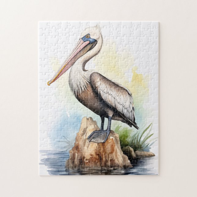 Watercolor Illustration of a Pelican Jigsaw Puzzle (Vertical)
