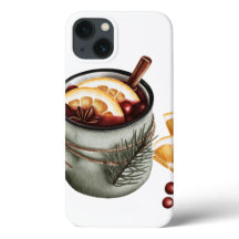 watercolor illustration of a winter mulled wine