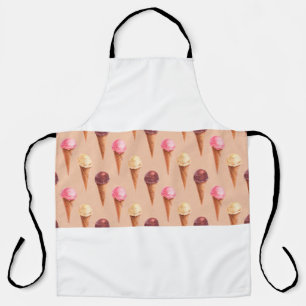 Watercolor illustration of ice cream. Seamless pat Apron