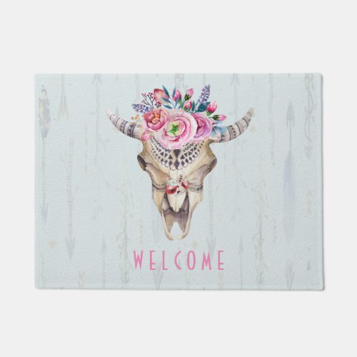 Watercolor Illustration Of The Bull Doormat