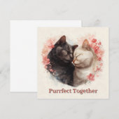 Watercolor Illustration of Two Cats Nuzzling (Front/Back)