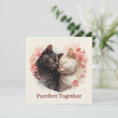 Watercolor Illustration of Two Cats Nuzzling (Standing Front)