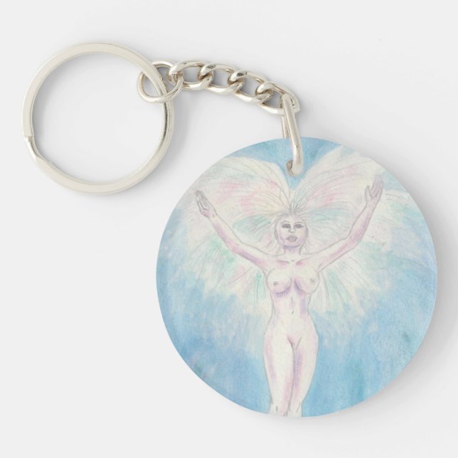 Watercolor Illustration Painting Goddess Rising Ma Keychain (Front)