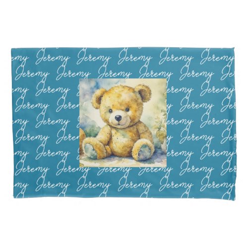Watercolor Illustration Teddy Bear Personalized Pillow Case