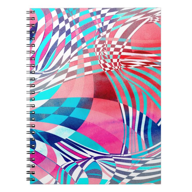 Watercolor illustration with graphic linear waves  notebook (Front)