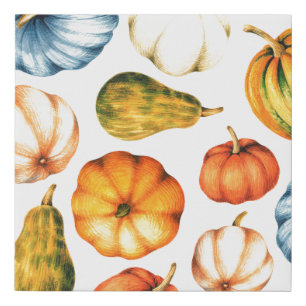 Watercolor illustration with pumpkins. Seamless pa Faux Canvas Print