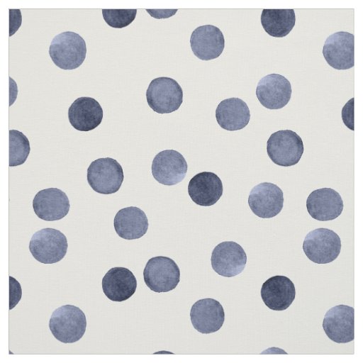 Watercolor . In blue polka dots . Fabric