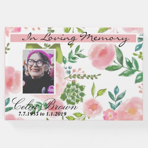 Watercolor In Loving Memory  Funeral Memorial Guest Book