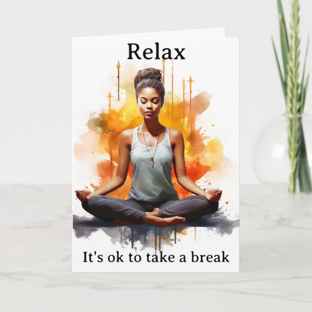 Watercolor in yoga pose Relax Greeting Card (Front)