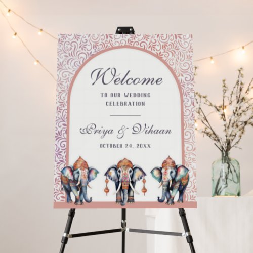 Watercolor Indian Elephant Wedding Welcome Sign