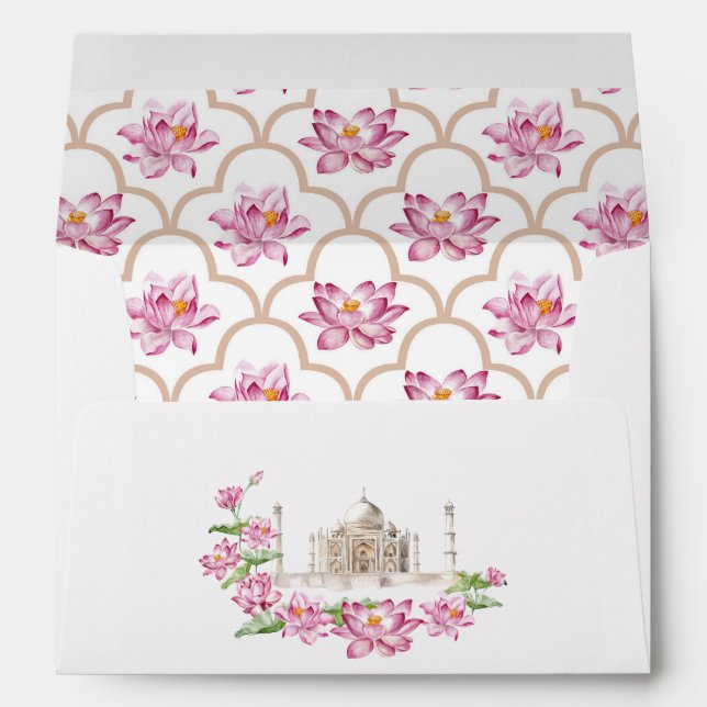 Watercolor Indian Lotus Flower Envelope (Back (Bottom))