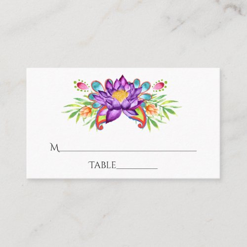 Watercolor Indian Lotus Flower Place Card