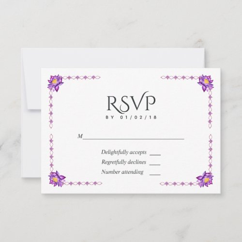 Watercolor Indian Lotus Flower RSVP Card